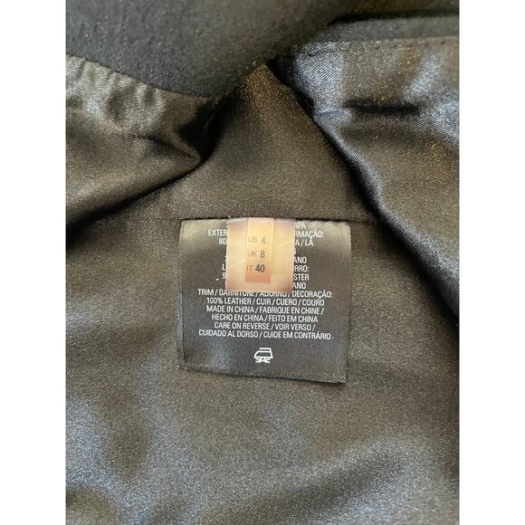 Elie Tahari Size 4 Wool Blend Dress Leather Neckline Black Fully Lined SmallFlaw - Picture 8 of 11